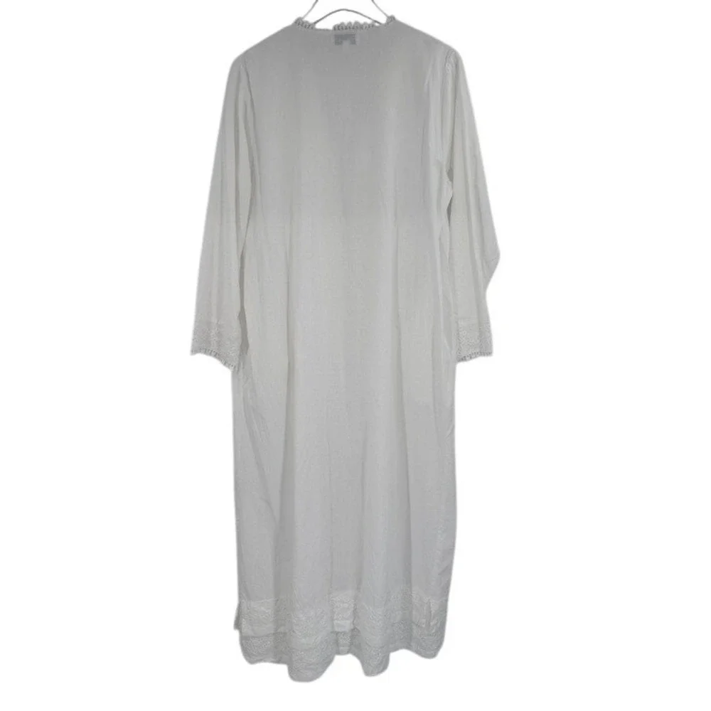 The 1 for U White Cotton Victorian‎ Nightgown Robe Eyelet Lace Frog Closure Q424